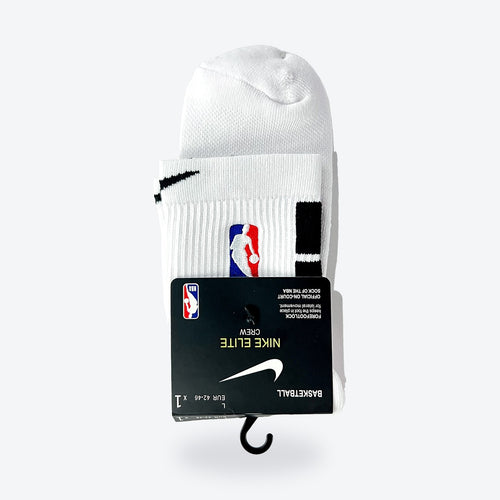 Calcetines Nike Élite Crew – blancos con detalles negros, en su empaque