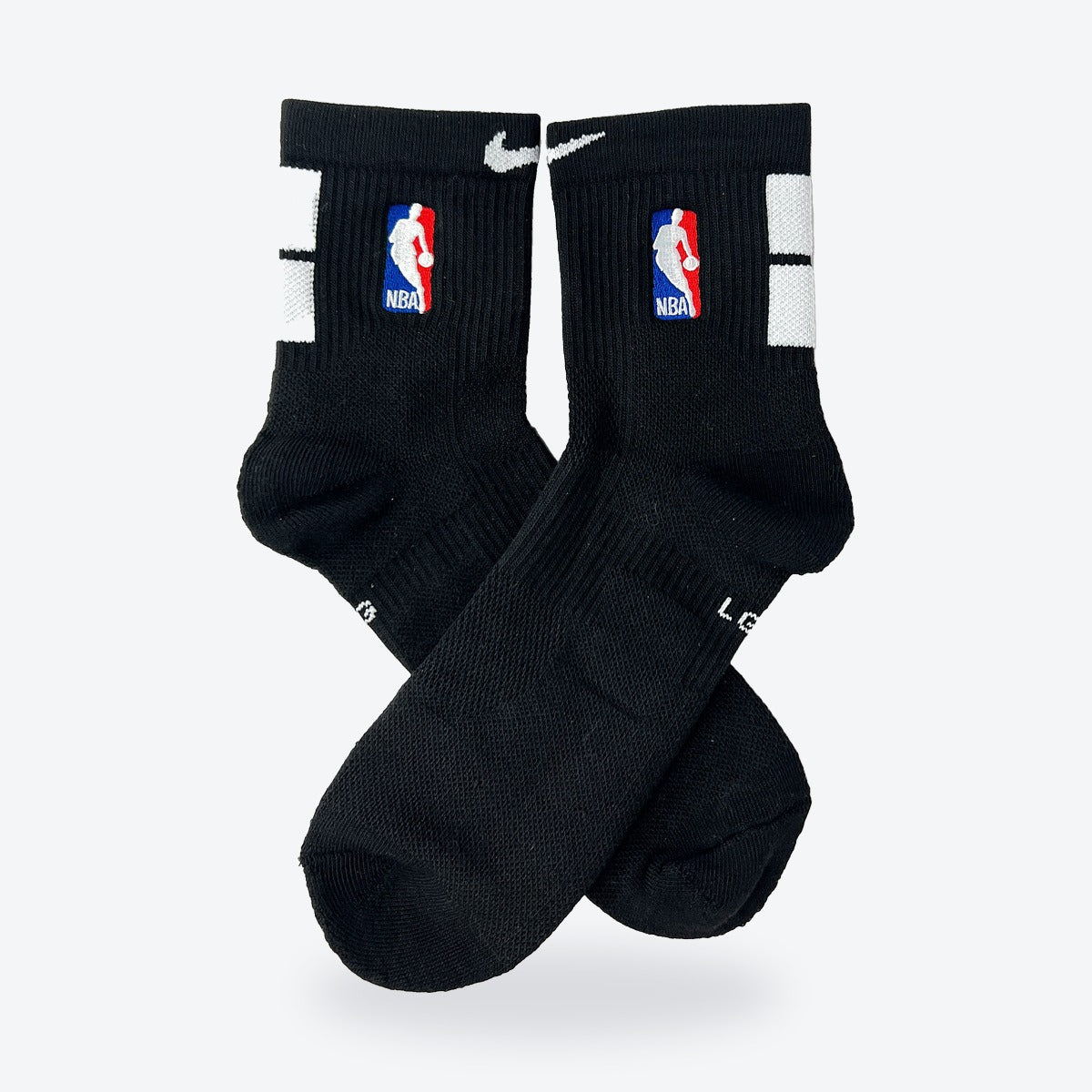 Calcetines Nike Élite Crew – negros con bloque blanco, edición Lakers, par