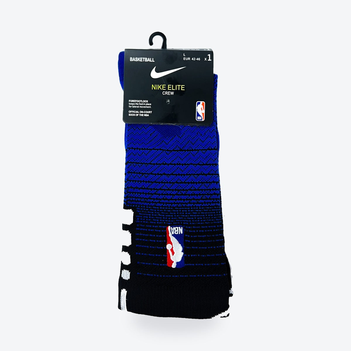 Calcetines Nike Élite Crew Orlando Magic – azul degradé con negro, en su empaque